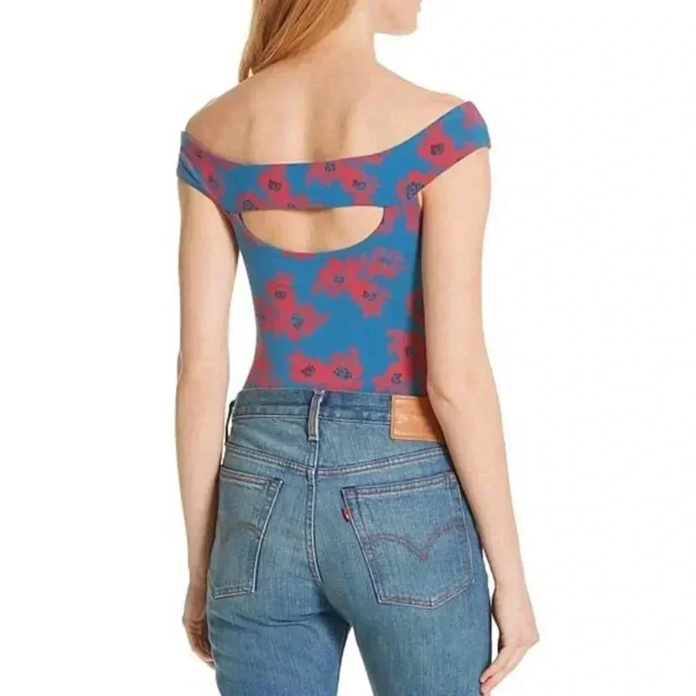 Free People Blue Red Floral 